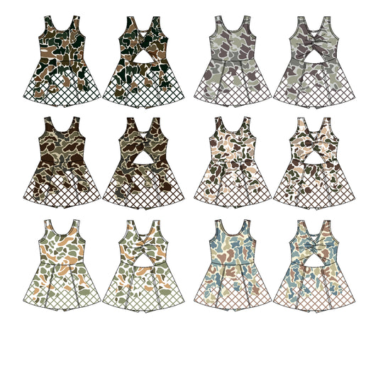25.9.16 custom each style moq 8 eta 6-8week Sibling Sisters camouflage baby girl sleeveless dress 6 match family design