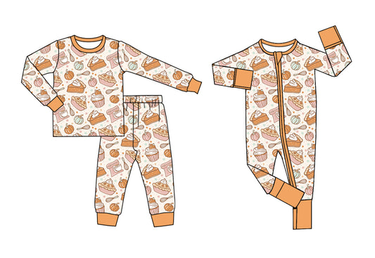 25.6.14 custom each style moq 5eta 4-6week Sibling Sisters pumpkin cake baby boy long sleeve pants sets and rompers match family design
