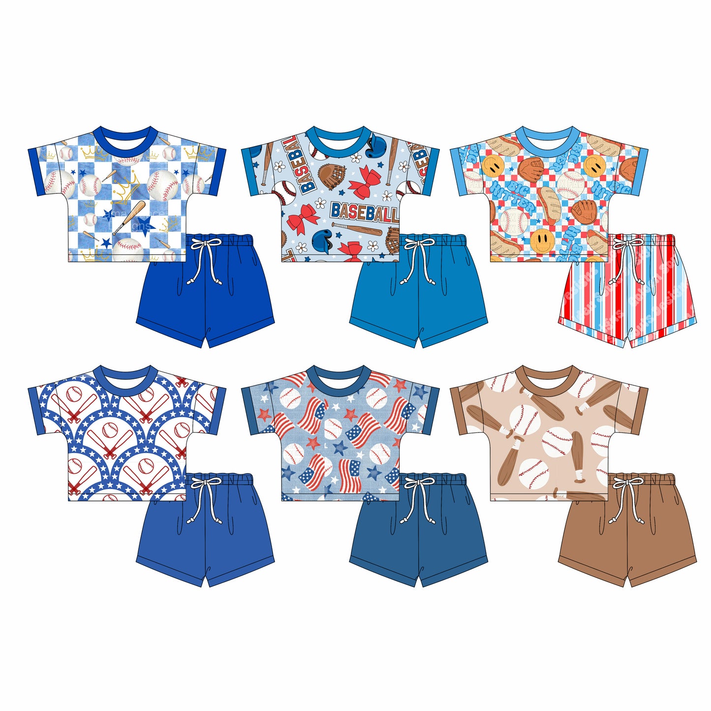 2.24 custom each style moq 5eta 4-6week Sibling Sister baby girls short sleeve shorts sets and set 6 match design
