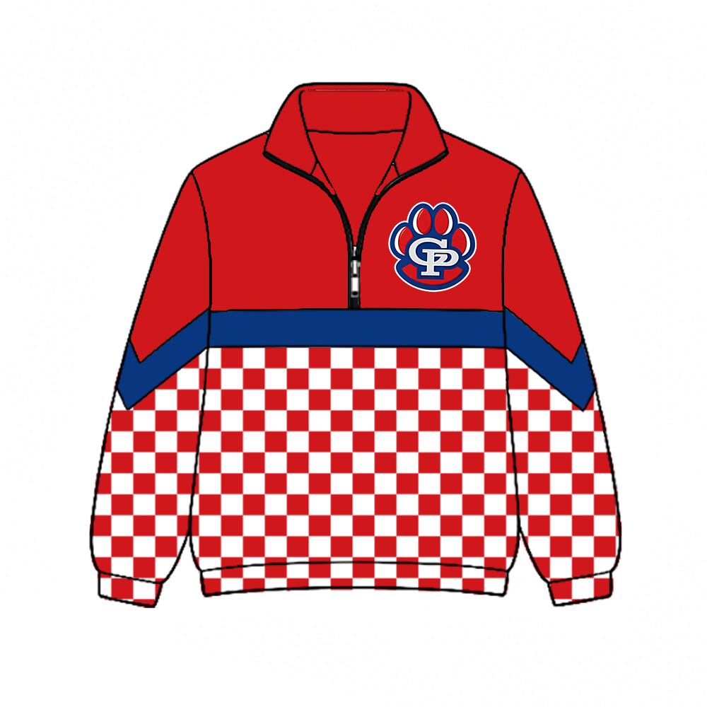 custom moq 5 mix size MSD072407 Baby Kids Checked Zip Pullover Long Sleeve Team Top