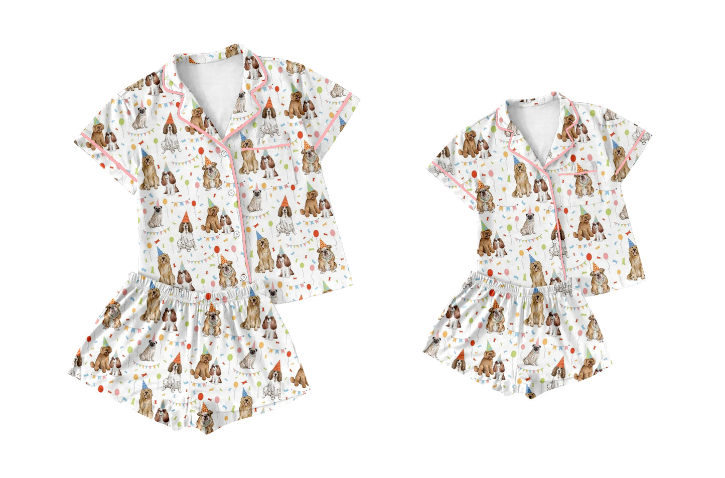 25.11.12 custom each style moq 5 eta 6-8week Sibling Sister puppy short sleeve shorts sets and adult set match design