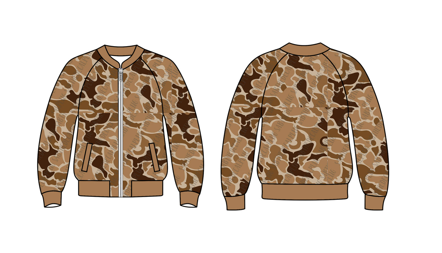 9.7 custom each style moq 5 eta 4-6week baby boys clothes camouflage brown zipper long sleeve top