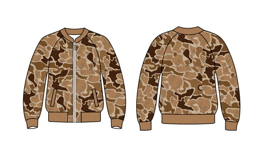 9.7 custom each style moq 5 eta 4-6week baby boys clothes camouflage brown zipper long sleeve top