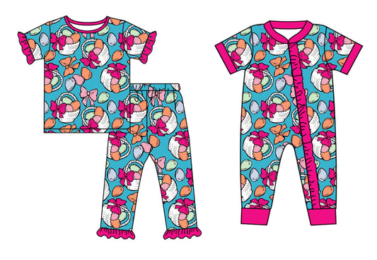 25.9.25 custom each style moq 8 eta 6-8week Sibling Sisters egg bow baby girl clothes short sleeve pants sets and romper match family design