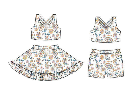 3.25 custom each style moq 5eta 4-6week Sibling Sister floral baby girl short sleeve shorts sets and dresses match design