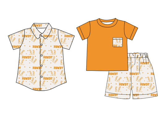 4.18 custom each style moq 5eta 4-6week Sibling Sister HOWDY boots Sibling Sister baby boy sets and top match family design