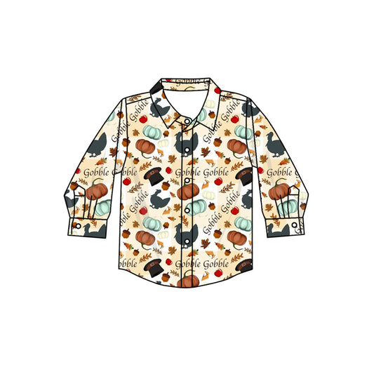 8.1 custom each style moq 5 eta 4-6week baby boys clothes pumpkin button long sleeve top