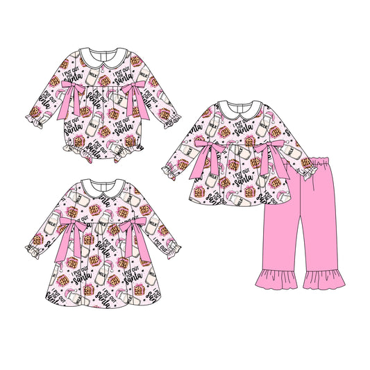 25.8.4 custom each style moq 5eta 4-6week Sibling Sisters Christmas baby girl long sleeve pants sets and dress and rompers match family design