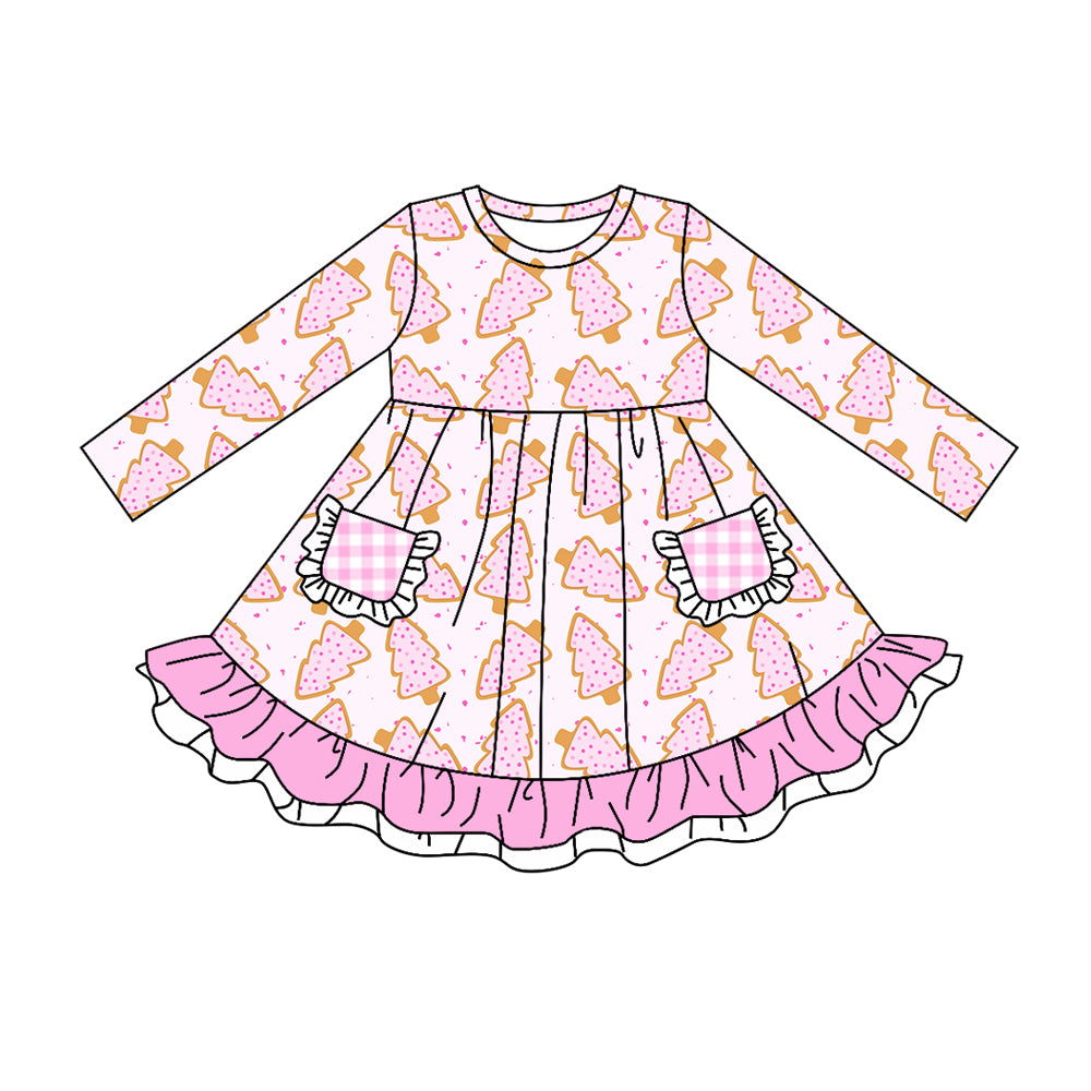 5.23 custom each style moq 5eta 4-5week Sibling Sister Christmas pink girls outfits dress and baby romper match family design