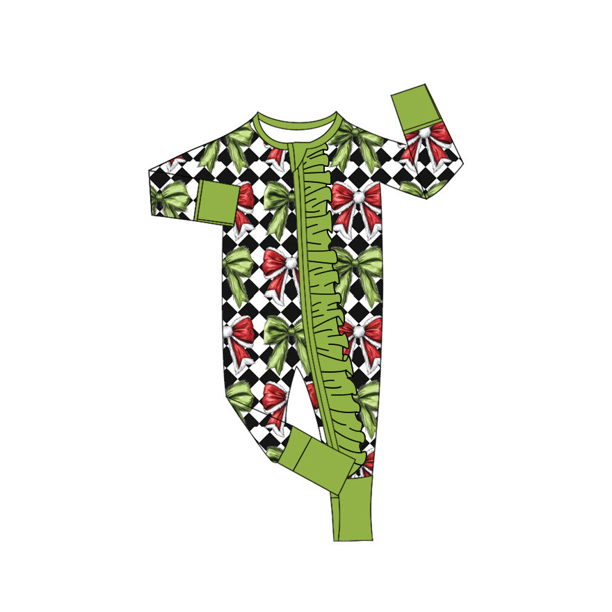 25.8.29 custom each style moq 5eta 4-6week Sibling Sisters Christmas Bow baby girl clothes long sleeve pants sets and romper match family design