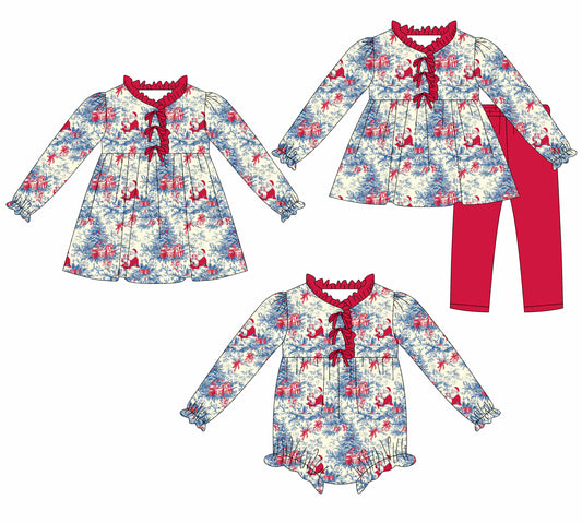 25.7.22 custom each style moq 5eta 4-6week Sibling Sisters Christmas baby girl long sleeve pants sets and dress and rompers match family design