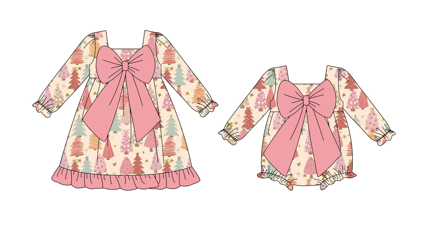 25.8.26 custom each style moq 5eta 4-6week Sibling Sisters Christmas baby girl long sleeve dress and rompers match family design