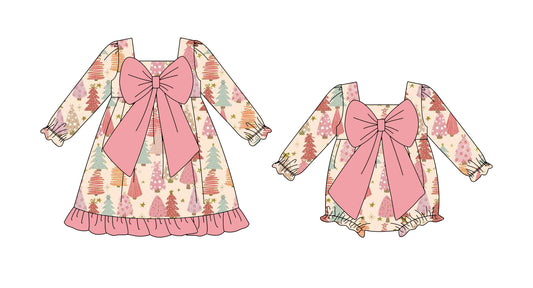 25.8.26 custom each style moq 5eta 4-6week Sibling Sisters Christmas baby girl long sleeve dress and rompers match family design