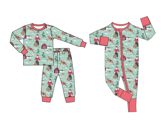 25.5.21 custom each style moq 5eta 4-6week Sibling Sisters Christmas farm baby boy long sleeve pants sets and rompers match family design