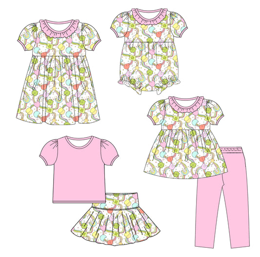 25.9.24 custom each style moq 8 eta 6-8week Sibling Sisters baby girl short sleeve pants sets and skirts sets and dress and rompers match family design