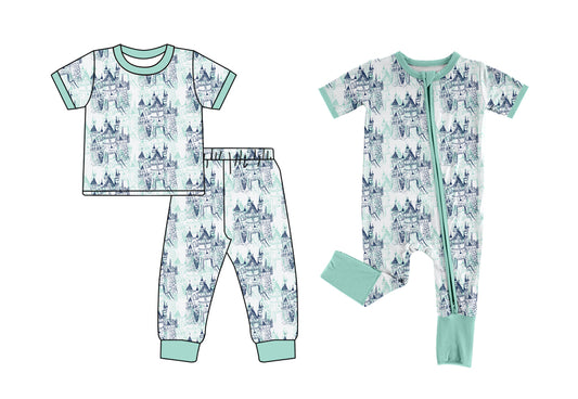 5.6 custom each style moq 5eta 4-6week Sibling Sister castle baby boy short sleeve pants sets and rompers match family design