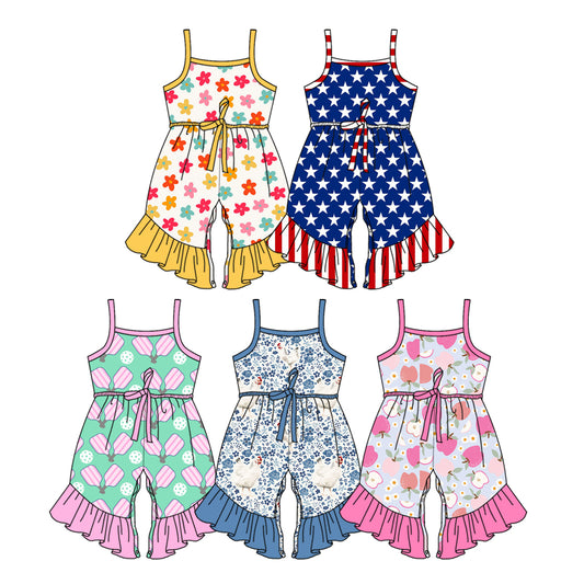 3.13 Custom moq 5 mix size Sibling Baby Girl Sleeveless Jumpsuits Summer Outfit