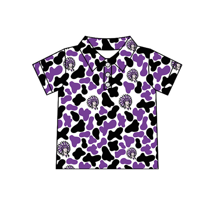 Custom moq 5 mix size summer teams Baby Boys Camo Button Short Sleeve Polo Shirt