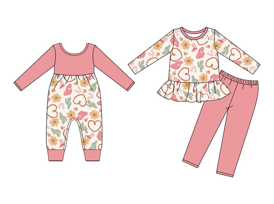 25.9.9 custom each style moq 5eta 4-6week Sibling Sisters boot catcus baby girl clothes long sleeve pants sets and romper match family design