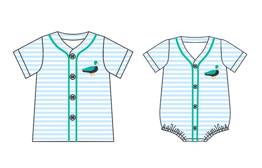 25.11.8 custom each style moq 5 eta 6-8 week Sibling Sister duck baby boy short sleeve top and rompers match family design