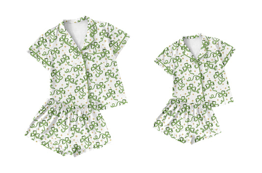 12.13 custom each style moq 5eta 4-6week Sibling Sister short sleeve shorts sets and adult sets match design