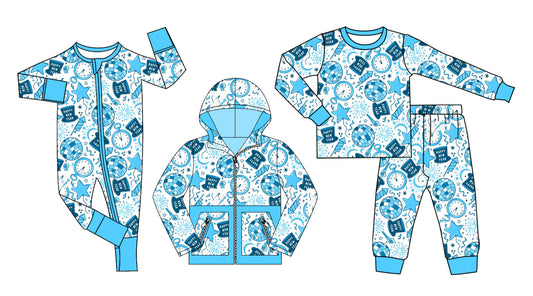 25.8.14 custom each style moq 5eta 4-6week Sibling Sisters blue baby boy long sleeve pants sets and romper and top match family design