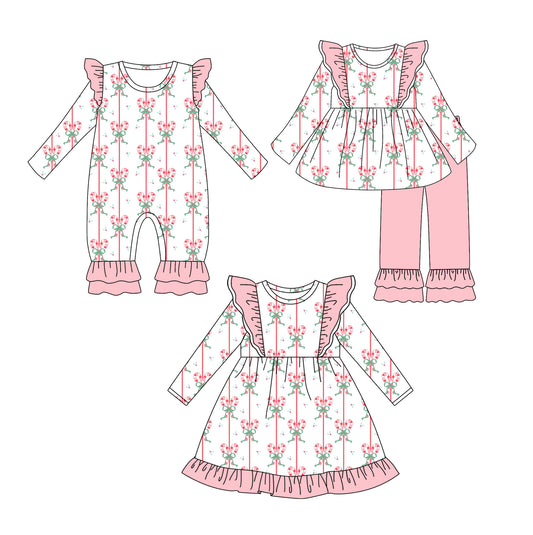 25.6.17 custom each style moq 5eta 4-6week Sibling Sisters Christmas bow baby girl long sleeve pants sets and dress and rompers match family design