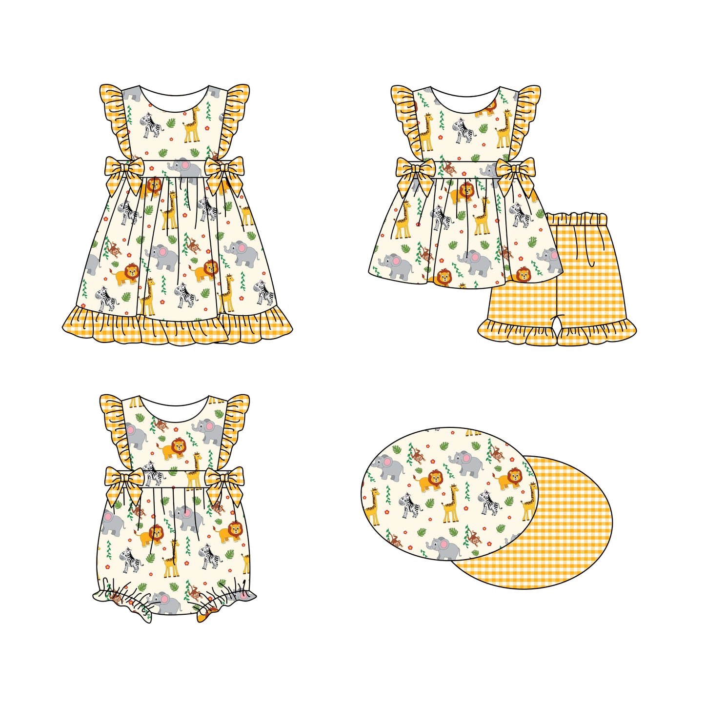 11.18 custom each style moq 5eta 4-6week Sibling Sister animal baby girl short sleeve shorts sets and dress and rompers match family design
