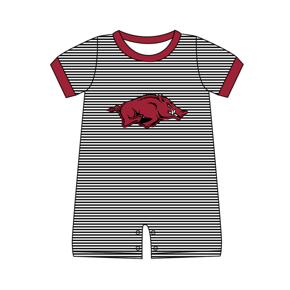 Custom moq 5 mix size milk silk summer teams baby girl boys clothes dark red short sleeve shorts sets 2 and pants sets and rompers 2 series