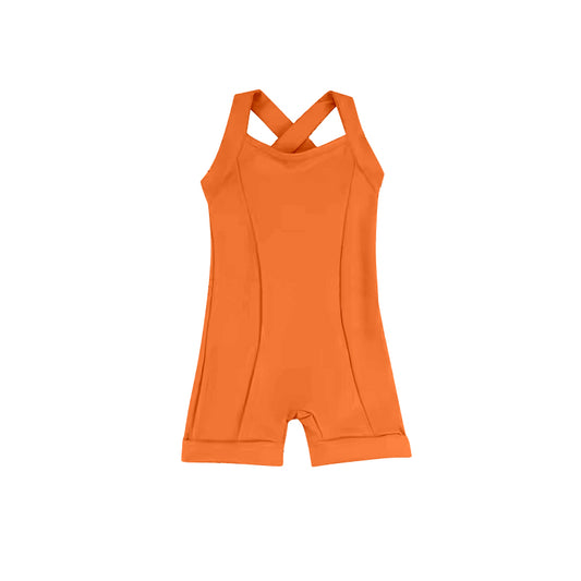 7.3 custom each style moq 5eta 4-6week orange Yoga Clothes baby girls clothes sleeveless sets