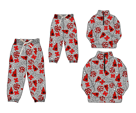 25.8.28 custom each style moq 5eta 4-6week Sibling Sister CHEER baby long sleeve top and pant and adult top and adult pant match design