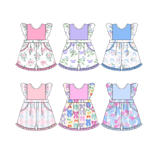 3.20 custom each style moq 5eta 4-6week Sibling Sister baby girls clothes Short sleeve jumpsuit 6 match family design