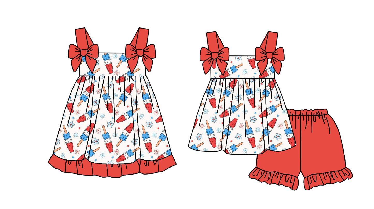 25.12.30 custom each style moq 5 eta 6-8week Sibling Sister baby short sleeve shorts sets and dress match design
