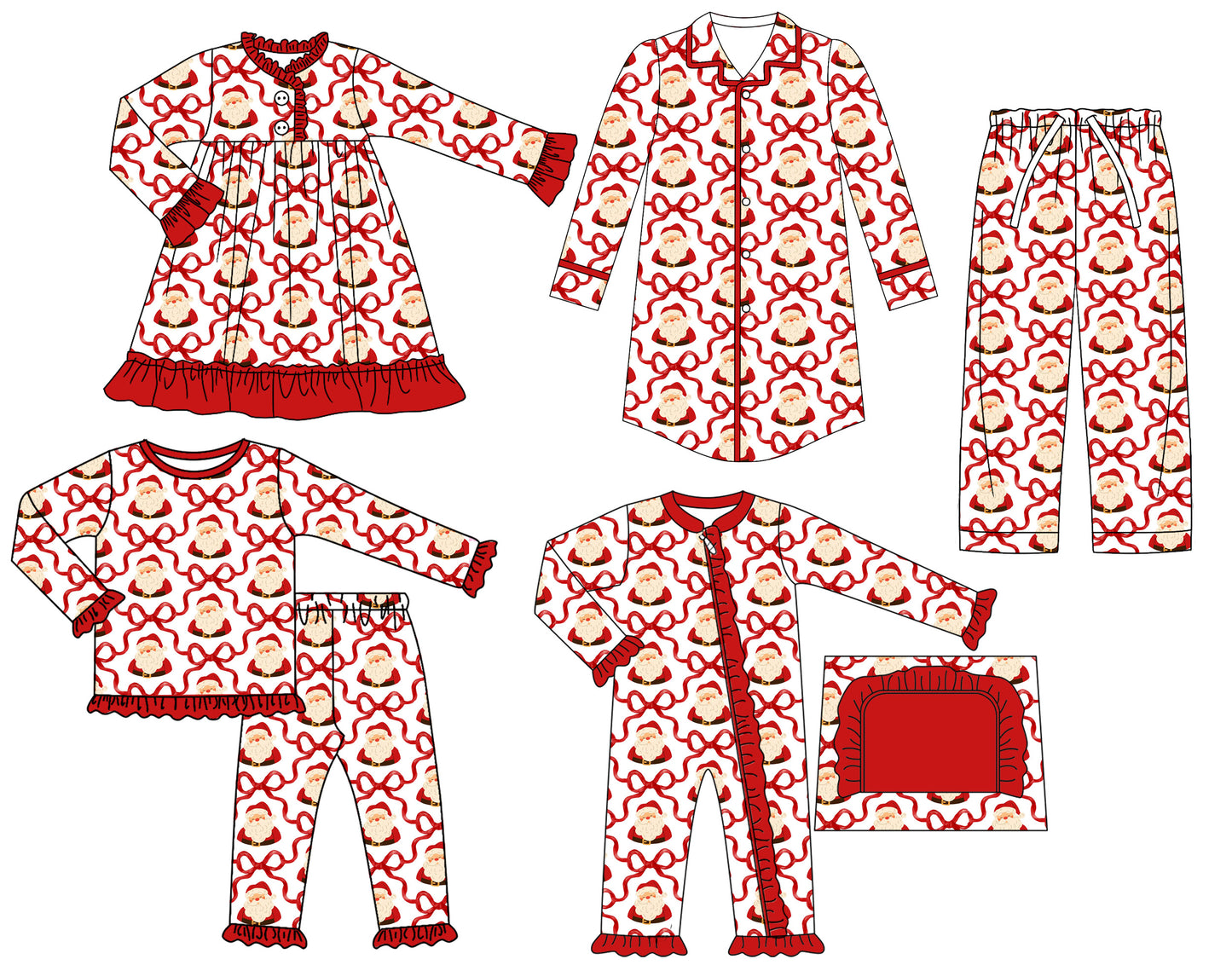 25.6.23 custom each style moq 5eta 4-6week Sibling Sisters Christmas bow baby girl long sleeve pants sets and adult top and adult pants and romper and dress match family design