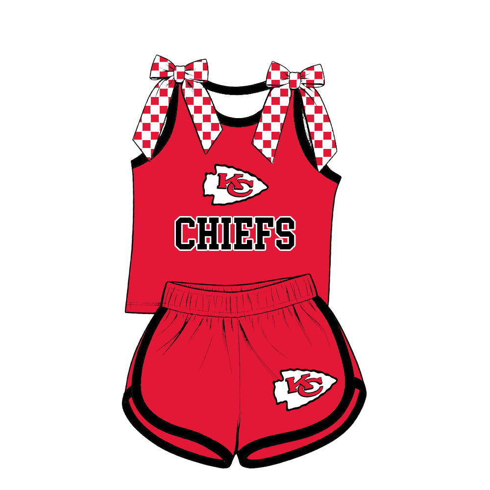 custom moq 5 mix size MSD070407 Baby Girls Bow Sleeveless Tank Top And Elastic Waist Shorts Set