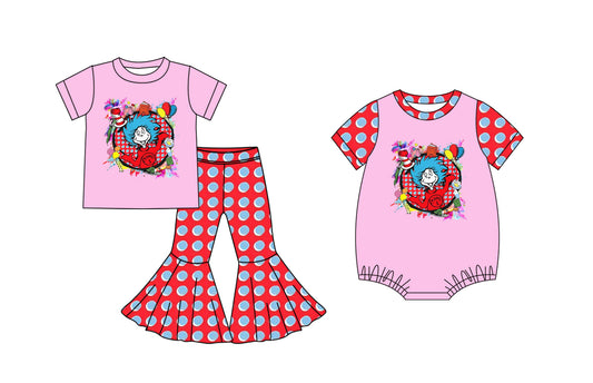 25.12.27 custom each style moq 5 eta 6-8week Sibling Sisters dr baby girl clothes short sleeve pants sets and romper match family design