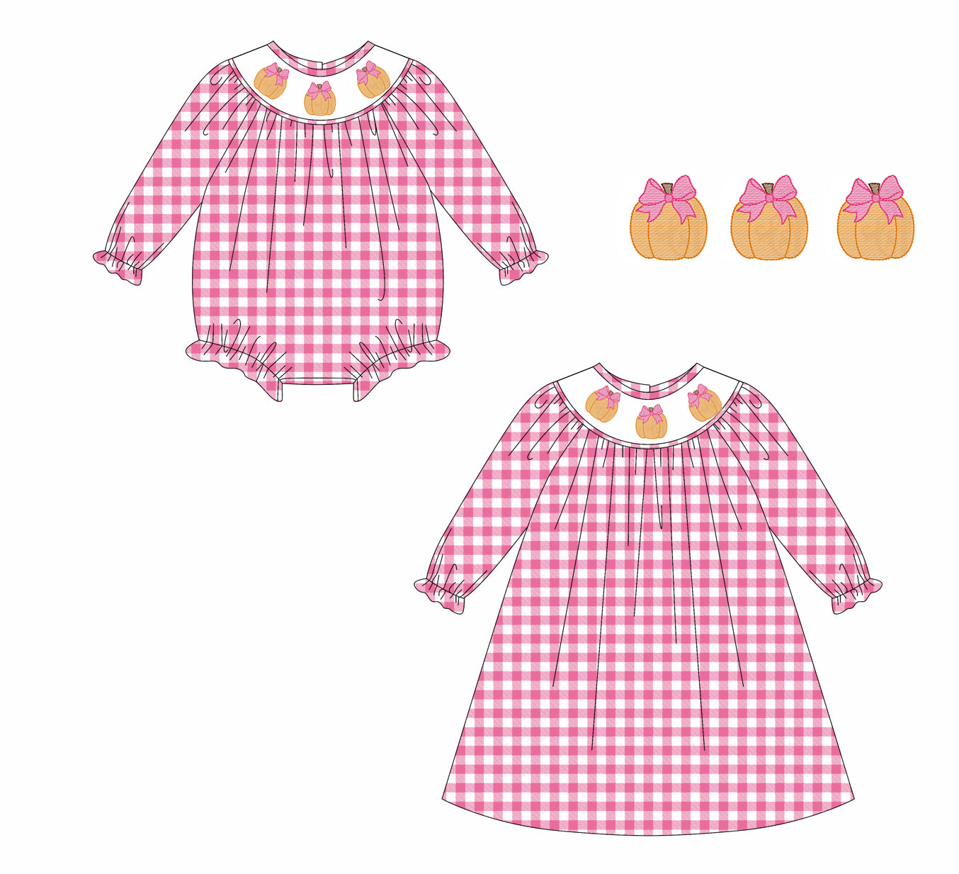 25.5.14 custom each style moq 5eta 4-6week Sibling Sisters pumpkin bow baby girl long sleeve dress and rompers match family design