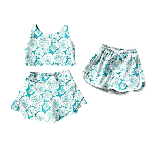 4.14 custom each style moq 5eta 4-6week Sibling Sister floral baby girls clothes Short sleeve yoga dress and shorts match family design