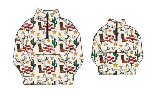 25.8.21 custom each style moq 5eta 4-6week Sibling Sister boot cow head catcus long sleeve top and adult top match design