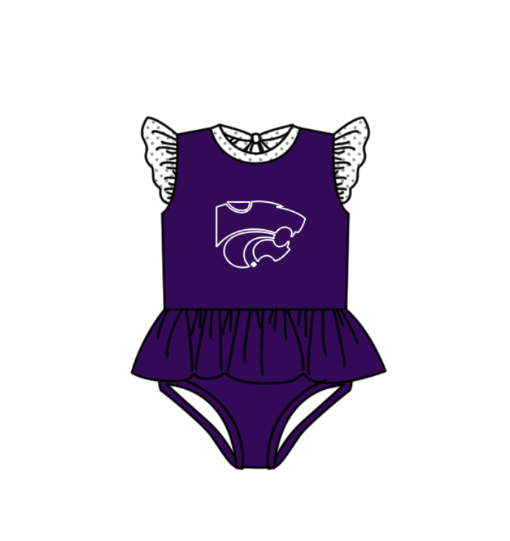 Custom moq 5 mix size milk silk summer teams baby girl boys clothes Purple Two-Piece Swimsuit Set One Piece Swimsuits boy swim trunks