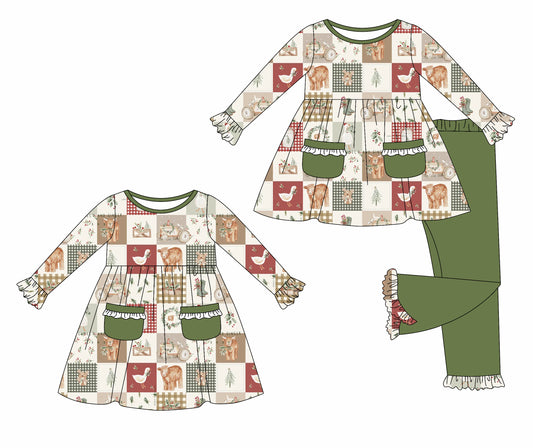 25.8.7 custom each style moq 5eta 4-6week Sibling Sisters Christmas baby girl long sleeve pants sets and dress match family design