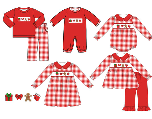 25.5.19 custom each style moq 5eta 4-6week Sibling Sisters Christmas baby girl long sleeve pants sets 1 and sets 2 and romper 1 and romper 2 and dress match family design