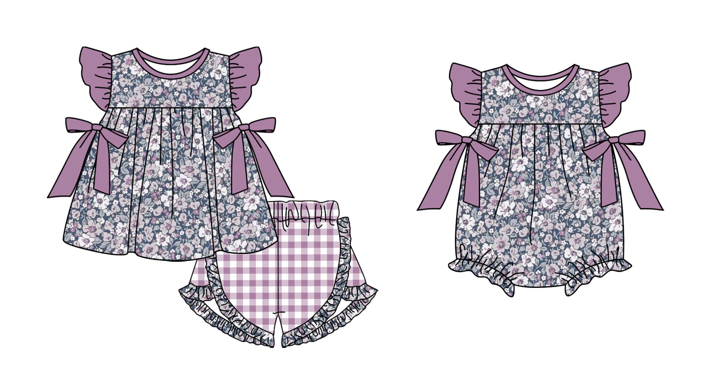 11.13 custom each style moq 5eta 4-6week Sibling Sister floral baby girl short sleeve shorts sets and rompers match design