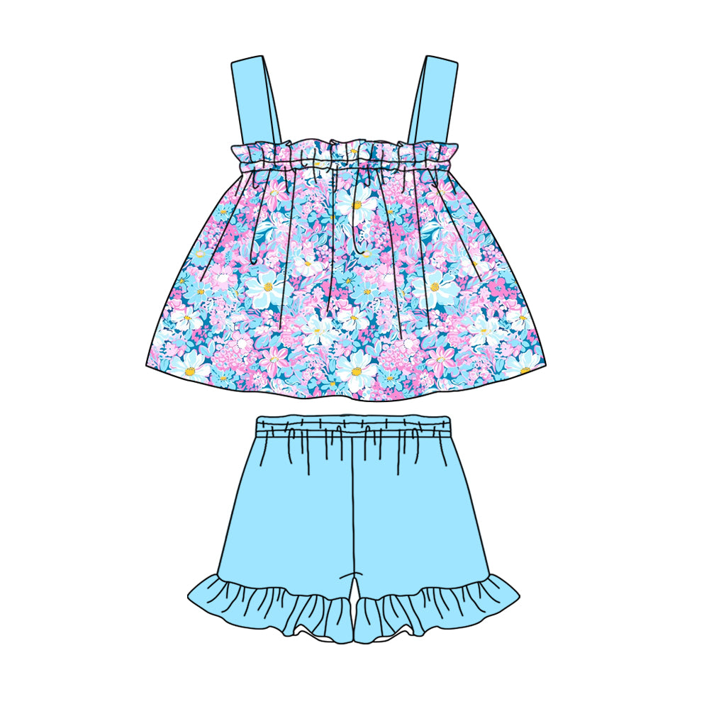 2.18 custom each style moq 5eta 4-6week Sibling Sister baby girls short sleeve shorts sets and set 5 match design