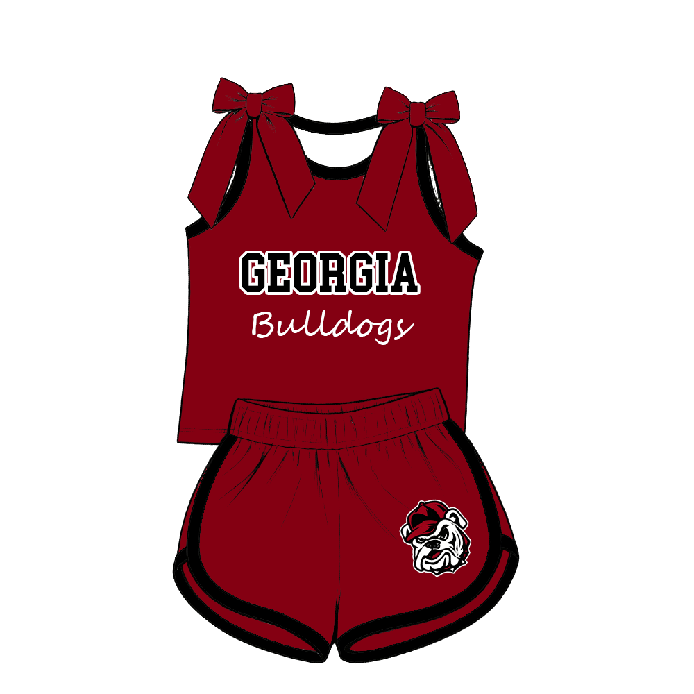 custom moq 5 mix size MSD070907 Baby Girls Bow Sleeveless Tank Top And Elastic Waist Shorts Casual Outfit