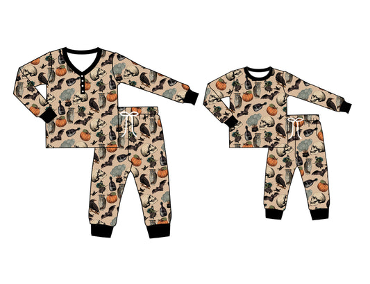 25.6.2 custom each style moq 5eta 4-6week Sibling Sister pumpkin duck long sleeve pants sets and adult sets match design
