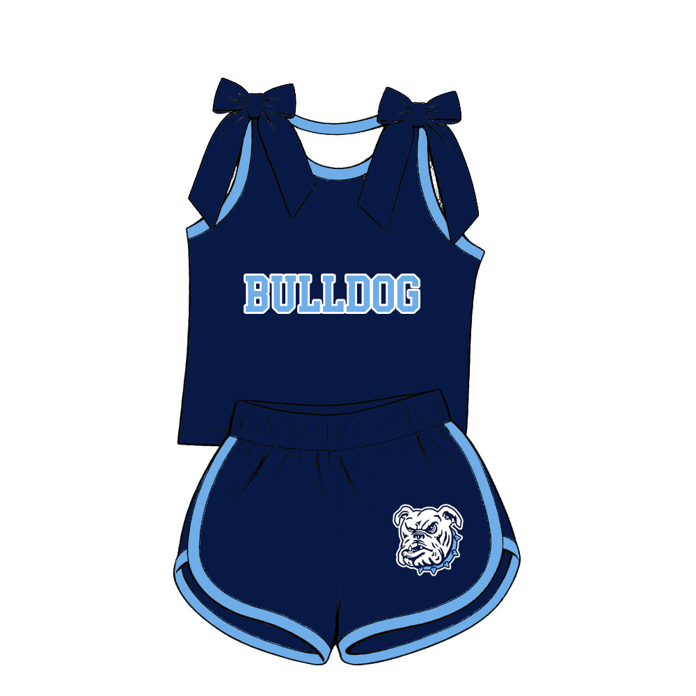 custom moq 5 mix size MSD071107 Baby Girls Bow Sleeveless Tank Top Shorts Team Outfit