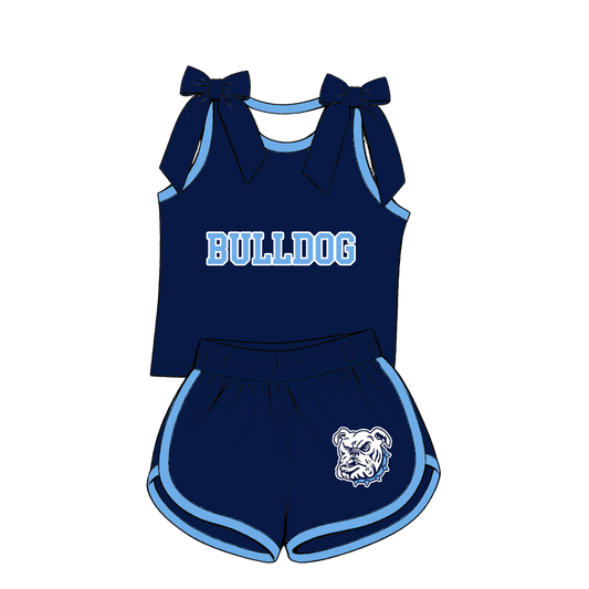 custom moq 5 mix size MSD071107 Baby Girls Bow Sleeveless Tank Top Shorts Team Outfit