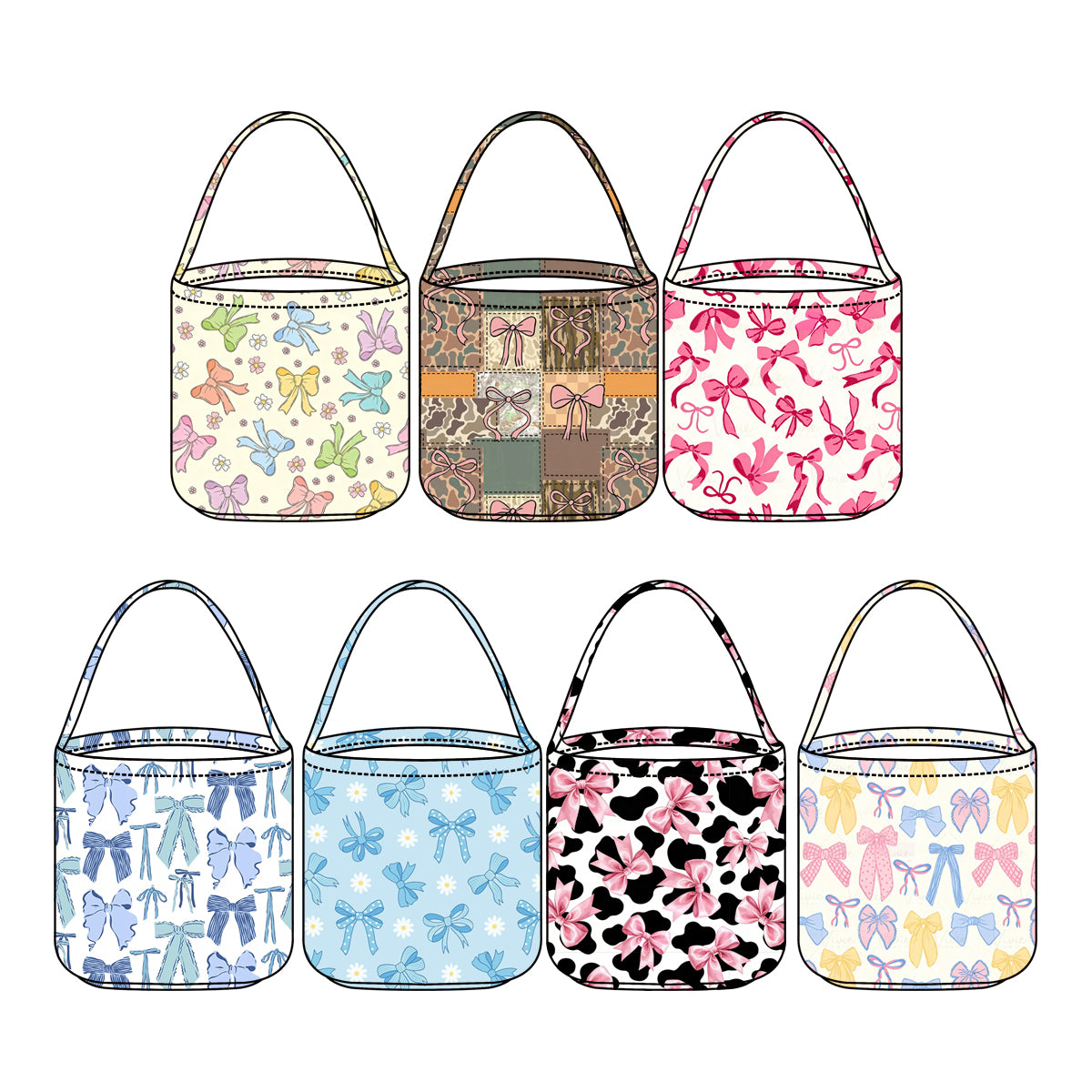 3.3 Custom moq 5 mix size Sibling Baby Bow Basket Bags