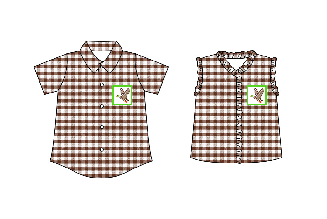 25.10.23 custom each style moq 5 eta 6-8 week Sibling Sister duck baby girl boy short sleeve top 2 match family design